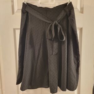 Elegant Charcoal A-Line Skirt with Waist Tie